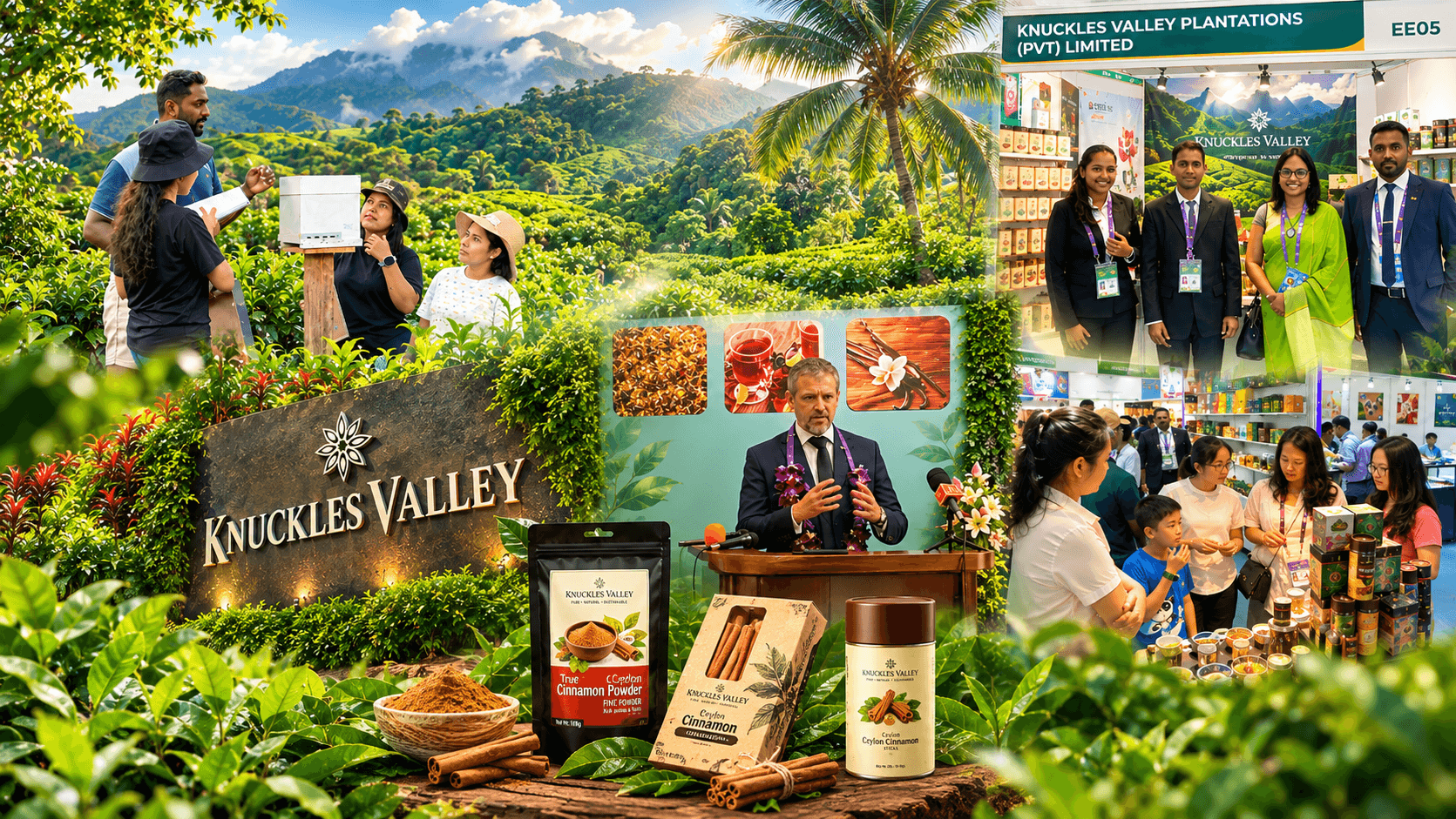 Supplied Knuckles Valley montage of plantation research, an exhibition team, a guest speaker and conversations with visitors