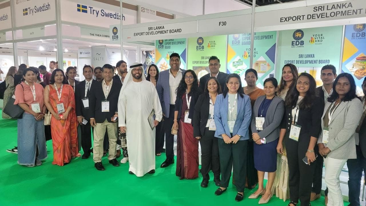 An exhibition group at the Sri Lankan stand at Organic & Natural Dubai
